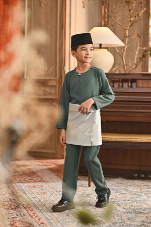 Baju Melayu Kids Teluk Belanga Smart Fit - Hunter Green