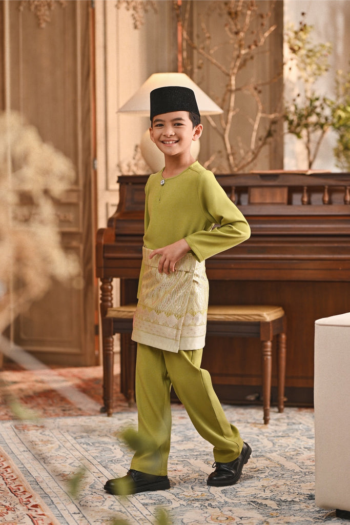 Baju Melayu Kids Teluk Belanga Smart Fit - Moss