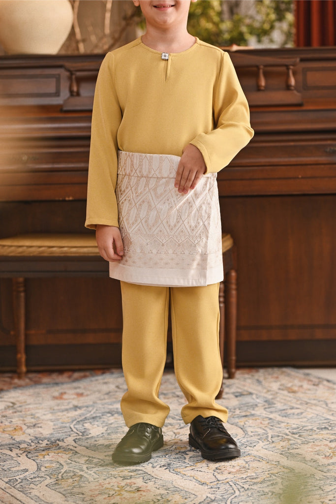 Baju Melayu Kids Teluk Belanga Smart Fit - Misted Yellow