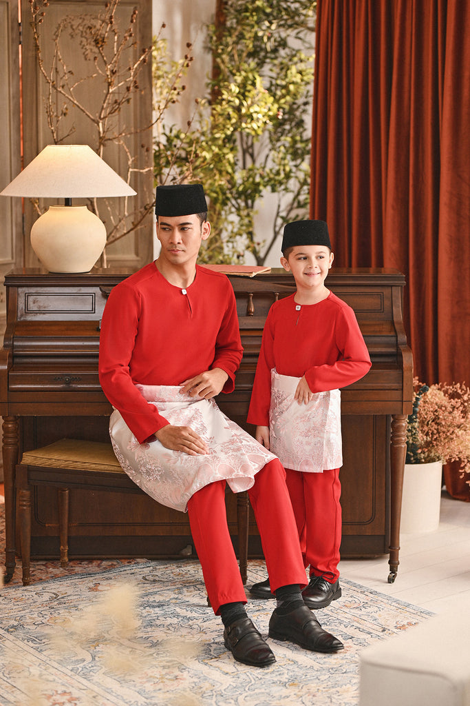 Baju Melayu Teluk Belanga Smart Fit - China Red
