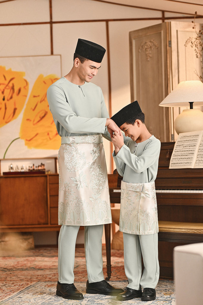 Baju Melayu Teluk Belanga Smart Fit - Aqua Gray
