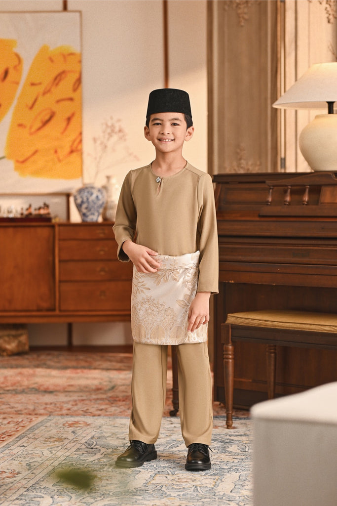 Baju Melayu Kids Teluk Belanga Smart Fit - Natural