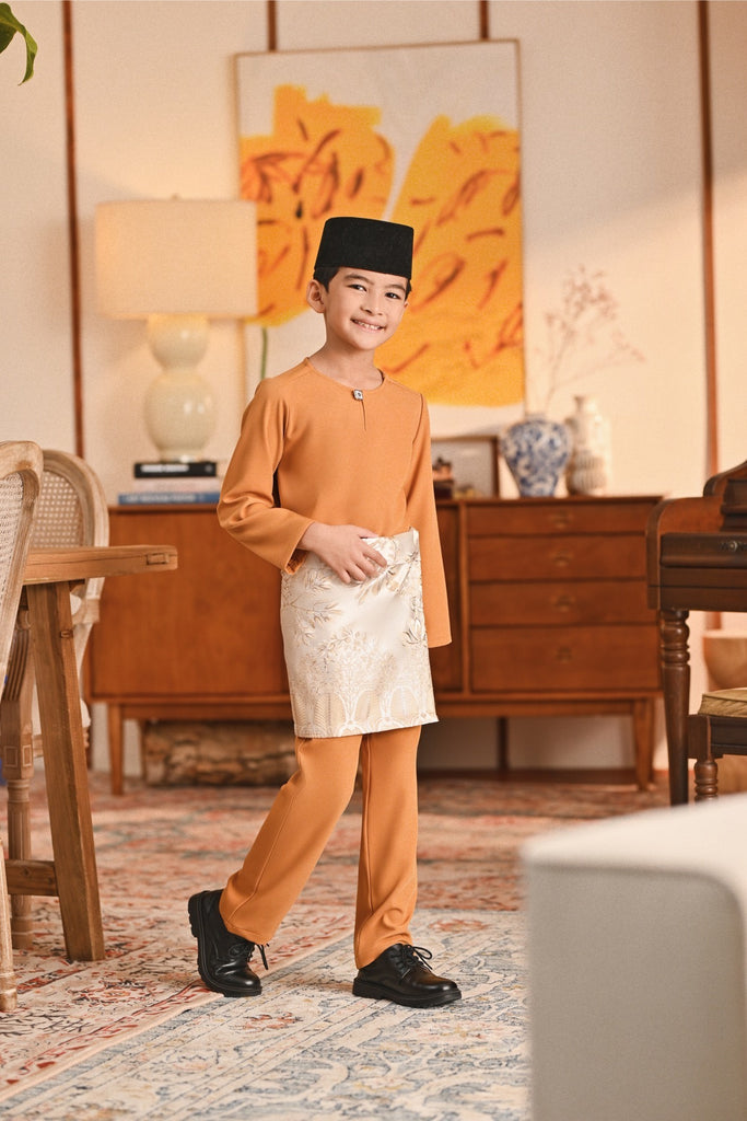 Baju Melayu Kids Teluk Belanga Smart Fit - Sudan Gold