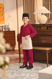 Baju Melayu Kids Teluk Belanga Smart Fit - Burgundy