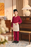 Baju Melayu Kids Teluk Belanga Smart Fit - Burgundy