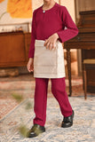 Baju Melayu Kids Teluk Belanga Smart Fit - Burgundy