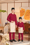 Baju Melayu Kids Teluk Belanga Smart Fit - Burgundy