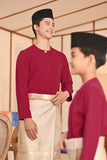 Baju Melayu Kids Teluk Belanga Smart Fit - Burgundy