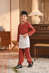 Baju Melayu Kids Teluk Belanga Smart Fit - Tibetan Red