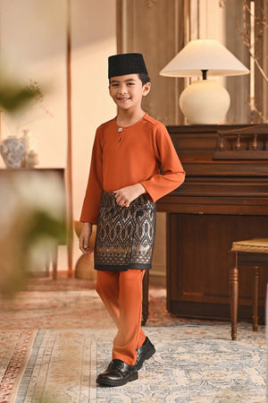 Baju Melayu Kids Teluk Belanga Smart Fit - Burnt Orange