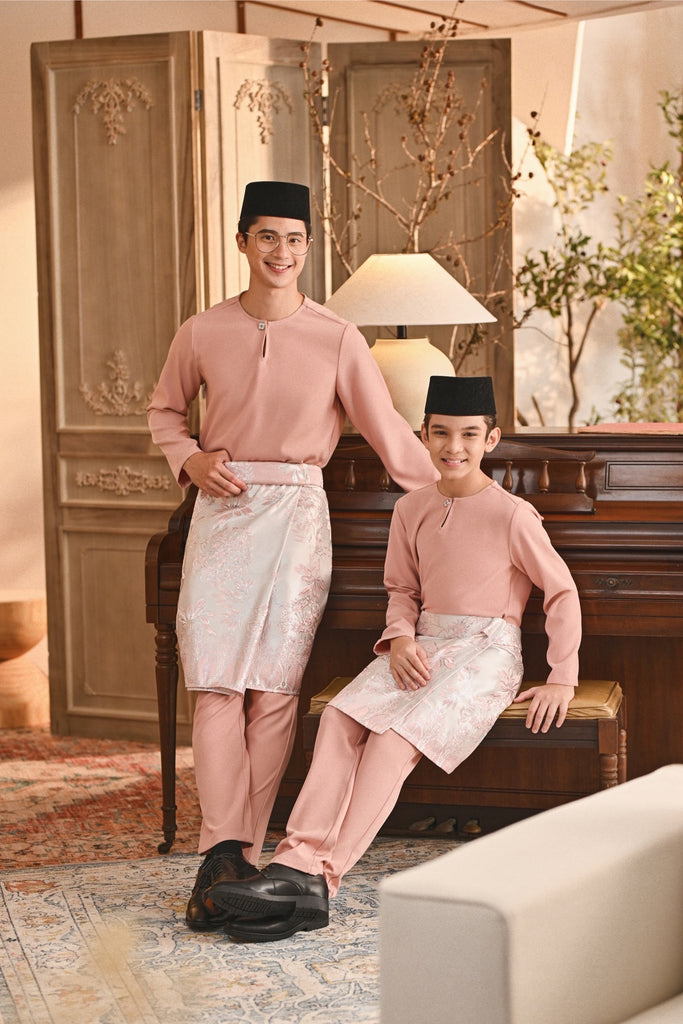 Baju Melayu Kids Teluk Belanga Smart Fit - Rose Tan