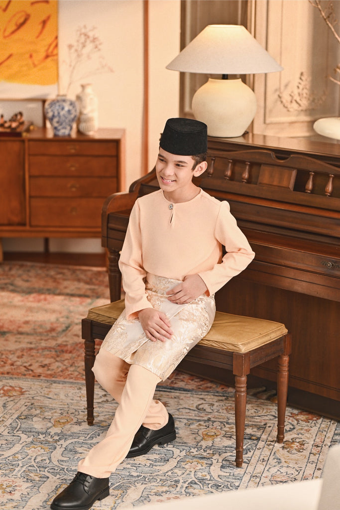 Baju Melayu Kids Teluk Belanga Smart Fit - Apricot Gelato
