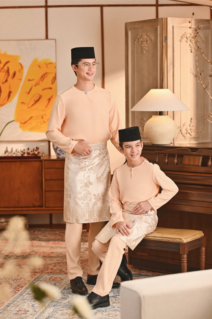 Baju Melayu Kids Teluk Belanga Smart Fit - Apricot Gelato