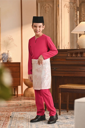 Baju Melayu Kids Teluk Belanga Smart Fit - Hot Pink