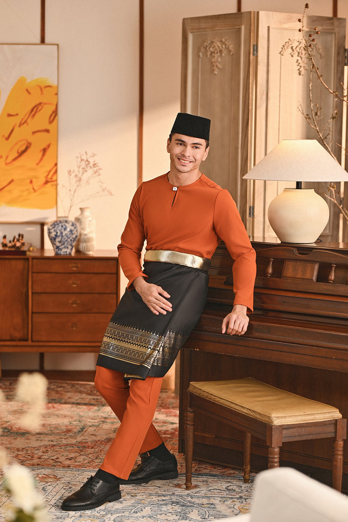 Baju Melayu Teluk Belanga Smart Fit - Burnt Orange