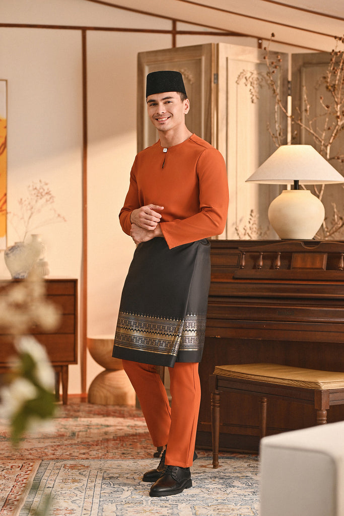 Baju Melayu Teluk Belanga Smart Fit - Burnt Orange
