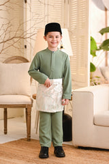 Baju Melayu Kids Luxury Bespoke Fit - Sage Green