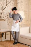 Baju Melayu Kids Teluk Belanga Smart Fit - Ash Grey