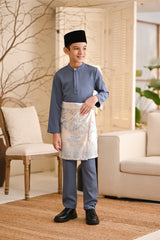 Baju Melayu Kids Luxury Bespoke Fit - Pigeon Blue