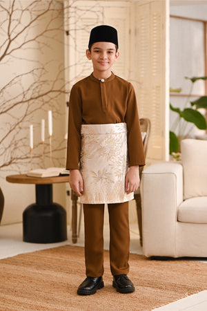 Baju Melayu Kids Luxury Bespoke Fit - Walnut