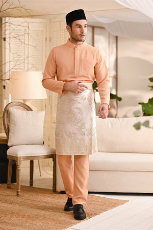 Baju Melayu Luxury Bespoke Fit - Apricot