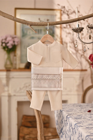 Baju Melayu Babies Luxury Bespoke Fit - Light Cream