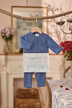 Baju Melayu Babies Luxury Bespoke Fit - River Blue