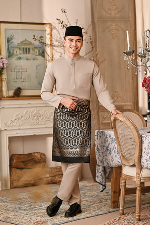 Baju Melayu Luxury Bespoke Fit - Light Taupe