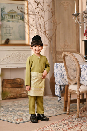 Baju Melayu Kids Luxury Bespoke Fit - Moss Green