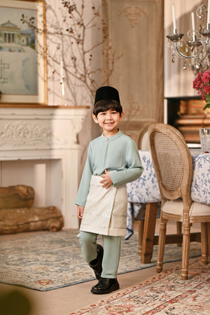 Baju Melayu Kids Luxury Bespoke Fit - Haze Mint