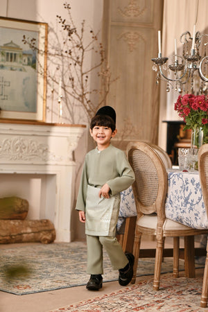 Baju Melayu Kids Luxury Bespoke Fit - Desert Sage