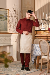 Baju Melayu Luxury Bespoke Fit - Dark Burgundy