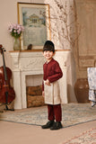 Baju Melayu Kids Luxury Bespoke Fit - Dark Burgundy