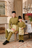 Baju Melayu Kids Luxury Bespoke Fit - Green Olive