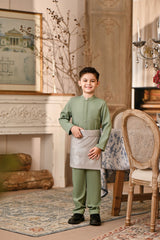 Baju Melayu Kids Luxury Bespoke Fit - Basil