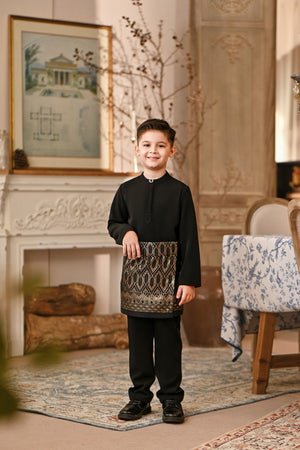 Baju Melayu Kids Luxury Bespoke Fit - Black