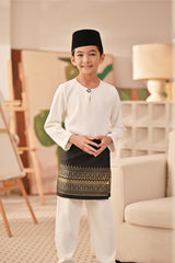 Baju Melayu Kids Teluk Belanga Deluxe Smart Fit - Off White