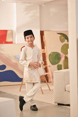 Baju Melayu Kids Teluk Belanga Deluxe Smart Fit - Whisper White