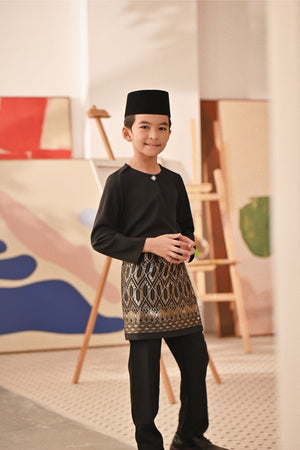 Baju Melayu Kids Teluk Belanga Deluxe Smart Fit - Black