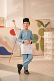 Baju Melayu Kids Teluk Belanga Deluxe Smart Fit - Storm Blue