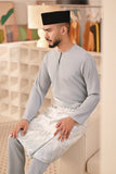 Baju Melayu Teluk Belanga Deluxe Smart Fit - Light Blue Grey