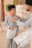 Baju Melayu Teluk Belanga Deluxe Smart Fit - Light Blue Grey