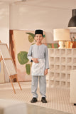 Baju Melayu Kids Teluk Belanga Deluxe Smart Fit - Light Blue Grey