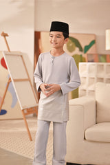 Baju Melayu Kids Teluk Belanga Deluxe Smart Fit - Silver