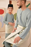 Baju Melayu Kids Teluk Belanga Deluxe Smart Fit - Mineral Blue