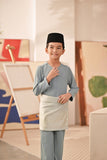 Baju Melayu Kids Teluk Belanga Deluxe Smart Fit - Mineral Blue