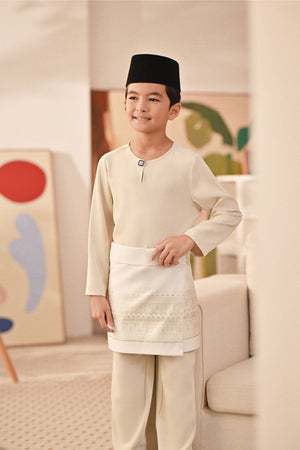 Baju Melayu Kids Teluk Belanga Deluxe Smart Fit - Sandshell