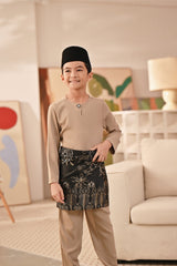 Baju Melayu Kids Teluk Belanga Deluxe Smart Fit - Silver Mink