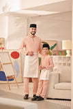 Baju Melayu Kids Teluk Belanga Deluxe Smart Fit - Coral Buff