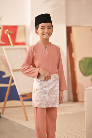 Baju Melayu Kids Teluk Belanga Deluxe Smart Fit - Rose Dawn